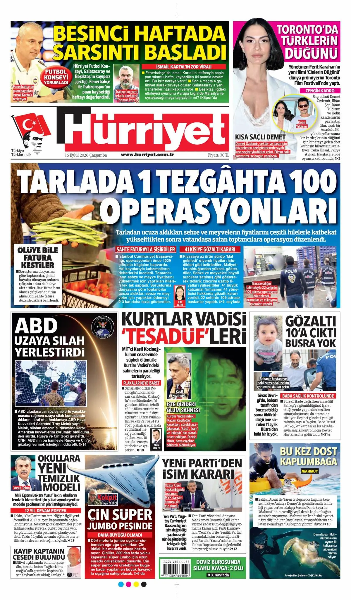 Hürriyet gazete manşeti